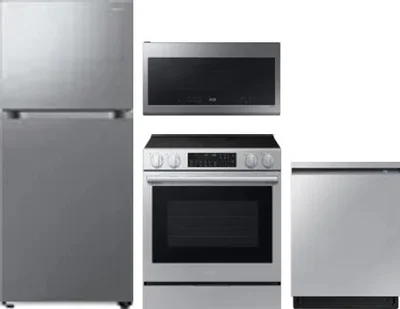 4 Piece Package Includes Refrigerator, Range, Microwave And Dishwasher