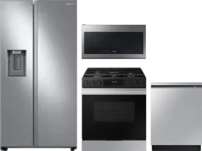 4 Piece Package Includes Refrigerator, Range, Microwave And Dishwasher