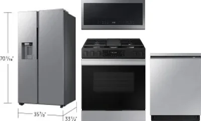 4 Piece Package Includes Refrigerator, Range, Microwave And Dishwasher