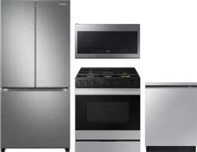 4 Piece Package Includes Refrigerator, Range, Microwave And Dishwasher