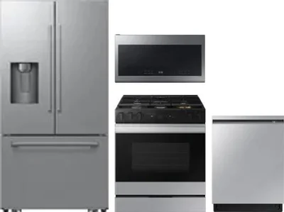 4 Piece Package Includes Refrigerator, Range, Microwave And Dishwasher