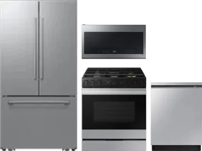 4 Piece Package Includes Refrigerator, Range, Microwave And Dishwasher