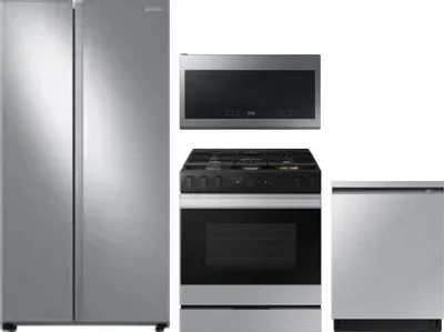 4 Piece Package Includes Refrigerator, Range, Microwave And Dishwasher