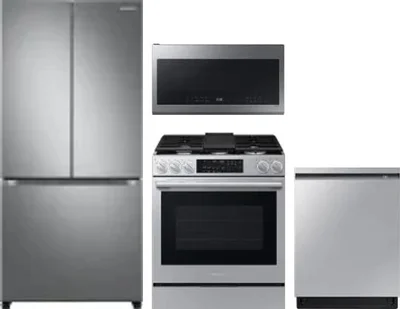 4 Piece Package Includes Refrigerator, Range, Microwave And Dishwasher