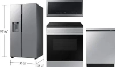 4 Piece Package Includes Refrigerator, Range, Microwave And Dishwasher