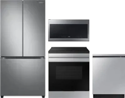 4 Piece Package Includes Refrigerator, Range, Microwave And Dishwasher