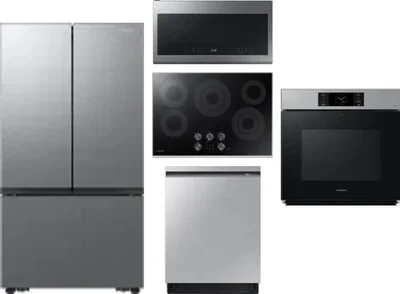 5 Piece Package Includes Refrigerator, Cooktop, Wall Oven, Microwave And Dishwasher