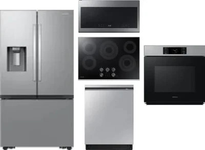 5 Piece Package Includes Refrigerator, Cooktop, Wall Oven, Microwave And Dishwasher