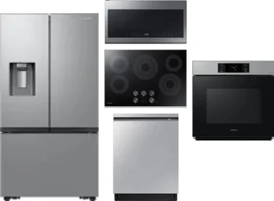 5 Piece Package Includes Refrigerator, Cooktop, Wall Oven, Microwave And Dishwasher