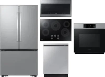 5 Piece Package Includes Refrigerator, Cooktop, Wall Oven, Microwave And Dishwasher