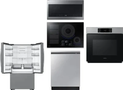 5 Piece Package Includes Refrigerator, Cooktop, Wall Oven, Microwave And Dishwasher