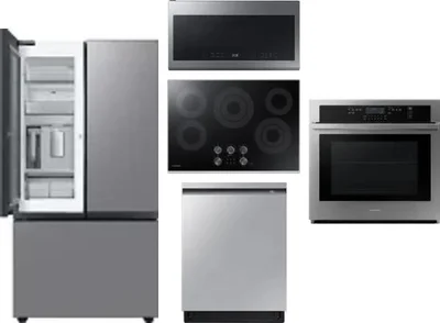 5 Piece Package Includes Refrigerator, Cooktop, Wall Oven, Microwave And Dishwasher