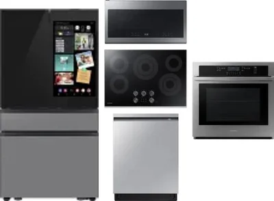 5 Piece Package Includes Refrigerator, Cooktop, Wall Oven, Microwave And Dishwasher