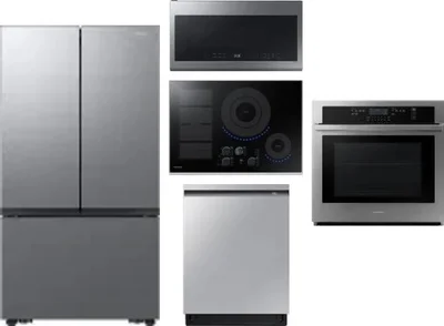 5 Piece Package Includes Refrigerator, Cooktop, Wall Oven, Microwave And Dishwasher