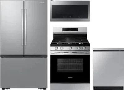 4 Piece Package Includes Refrigerator, Range, Microwave And Dishwasher