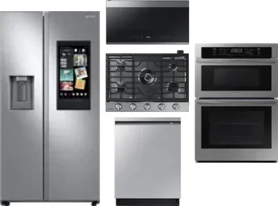 5 Piece Package Includes Refrigerator, Cooktop, Wall Oven, Microwave And Dishwasher
