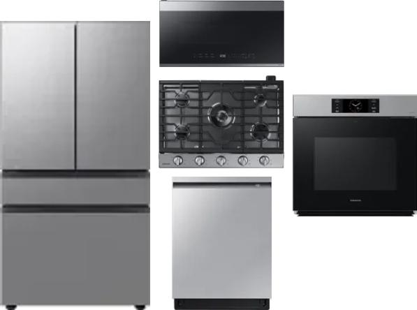 5 Piece Package Includes Refrigerator, Cooktop, Wall Oven, Microwave And Dishwasher