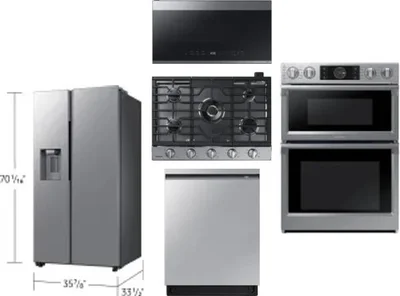 5 Piece Package Includes Refrigerator, Cooktop, Wall Oven, Microwave And Dishwasher