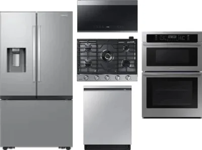 5 Piece Package Includes Refrigerator, Cooktop, Wall Oven, Microwave And Dishwasher