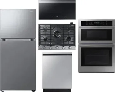 5 Piece Package Includes Refrigerator, Cooktop, Wall Oven, Microwave And Dishwasher