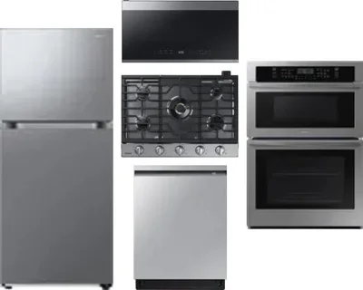 5 Piece Package Includes Refrigerator, Cooktop, Wall Oven, Microwave And Dishwasher
