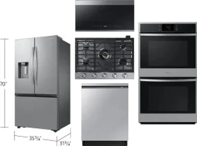 5 Piece Package Includes Refrigerator, Cooktop, Wall Oven, Microwave And Dishwasher