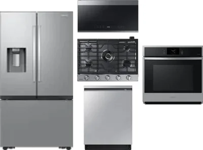 5 Piece Package Includes Refrigerator, Cooktop, Wall Oven, Microwave And Dishwasher