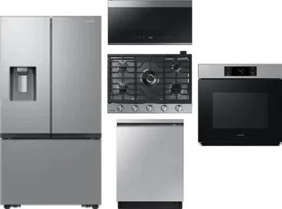 5 Piece Package Includes Refrigerator, Cooktop, Wall Oven, Microwave And Dishwasher
