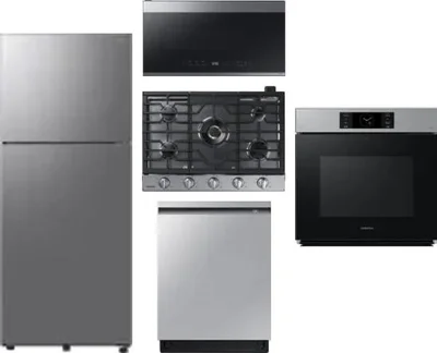 5 Piece Package Includes Refrigerator, Cooktop, Wall Oven, Microwave And Dishwasher