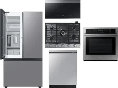 5 Piece Package Includes Refrigerator, Cooktop, Wall Oven, Microwave And Dishwasher