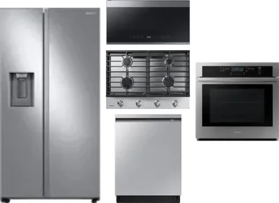 5 Piece Package Includes Refrigerator, Cooktop, Wall Oven, Microwave And Dishwasher