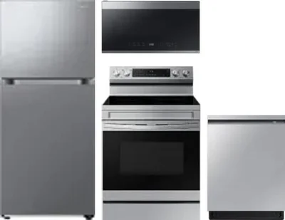 4 Piece Package Includes Refrigerator, Range, Microwave And Dishwasher