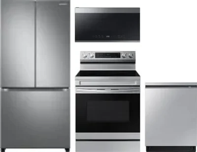 4 Piece Package Includes Refrigerator, Range, Microwave And Dishwasher