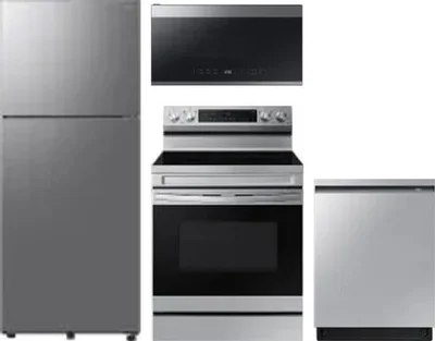 4 Piece Package Includes Refrigerator, Range, Microwave And Dishwasher