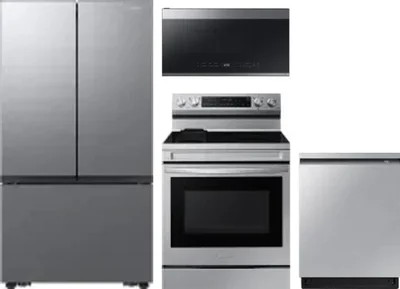 4 Piece Package Includes Refrigerator, Range, Microwave And Dishwasher