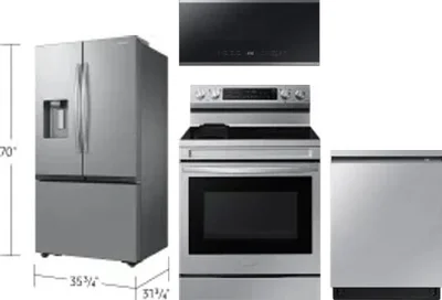 4 Piece Package Includes Refrigerator, Range, Microwave And Dishwasher