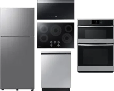 5 Piece Package Includes Refrigerator, Cooktop, Wall Oven, Microwave And Dishwasher