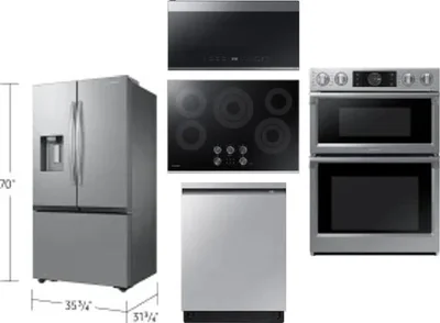 5 Piece Package Includes Refrigerator, Cooktop, Wall Oven, Microwave And Dishwasher