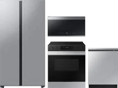 4 Piece Package Includes Refrigerator, Range, Microwave And Dishwasher
