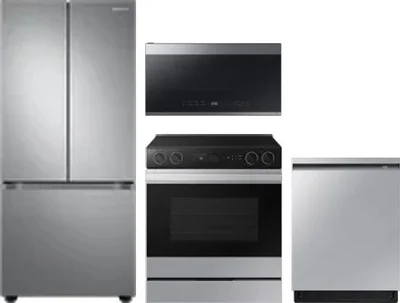 4 Piece Package Includes Refrigerator, Range, Microwave And Dishwasher