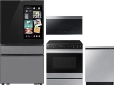 4 Piece Package Includes Refrigerator, Range, Microwave And Dishwasher