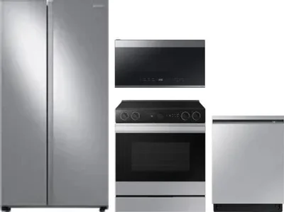 4 Piece Package Includes Refrigerator, Range, Microwave And Dishwasher