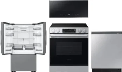 4 Piece Package Includes Refrigerator, Range, Microwave And Dishwasher