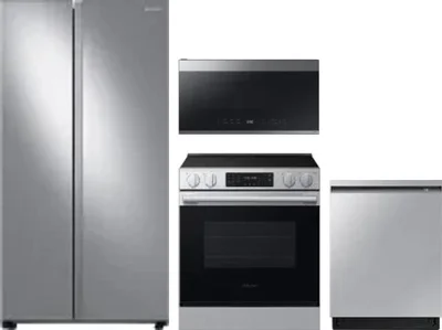 4 Piece Package Includes Refrigerator, Range, Microwave And Dishwasher