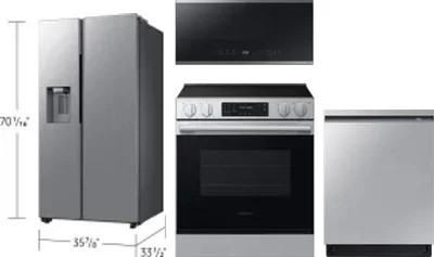 4 Piece Package Includes Refrigerator, Range, Microwave And Dishwasher