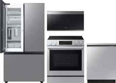 4 Piece Package Includes Refrigerator, Range, Microwave And Dishwasher