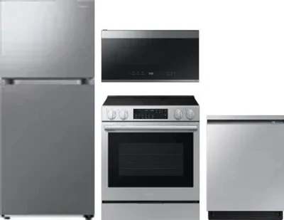 4 Piece Package Includes Refrigerator, Range, Microwave And Dishwasher