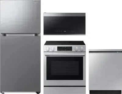 4 Piece Package Includes Refrigerator, Range, Microwave And Dishwasher