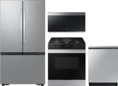 4 Piece Package Includes Refrigerator, Range, Microwave And Dishwasher