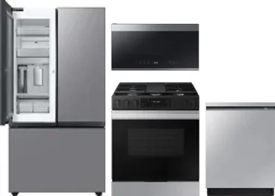 4 Piece Package Includes Refrigerator, Range, Microwave And Dishwasher